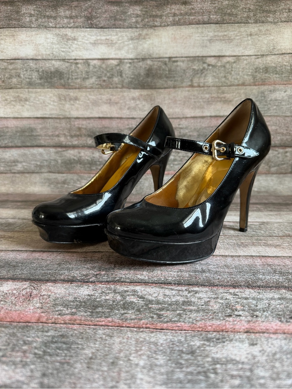 Guess by Marciano Black Patent Mary Jane Platform Pumps
